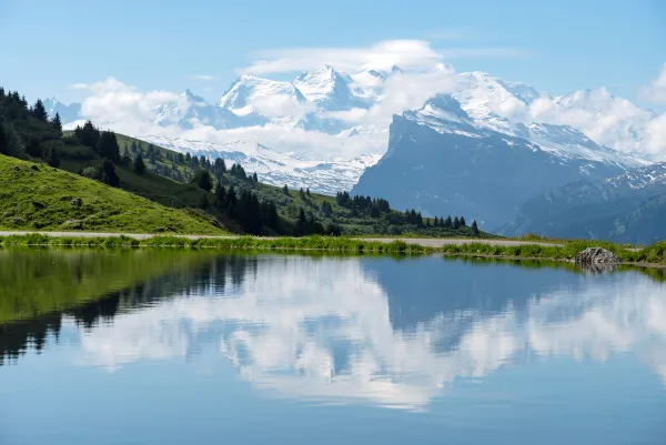 Lac de Joux Plane et Mont blanc