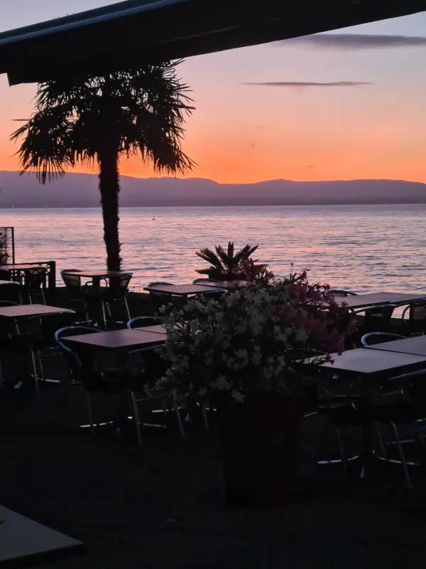 au coucher du soleil