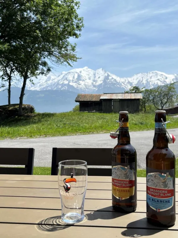 Terrasse offrant la vue sur le massif du Mont-Blanc