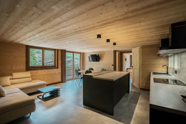 Salon et cuisine - Chalet les Cerfs_Châtel