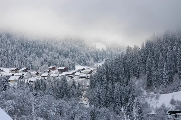 Vue du balcon en hiver