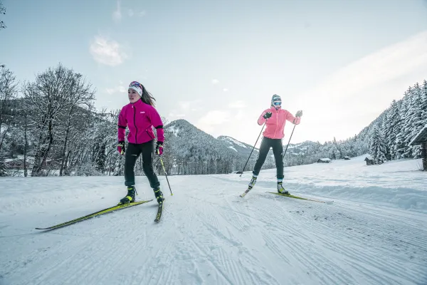 Skieuses de fond sur le domaine nordique de la Vallée