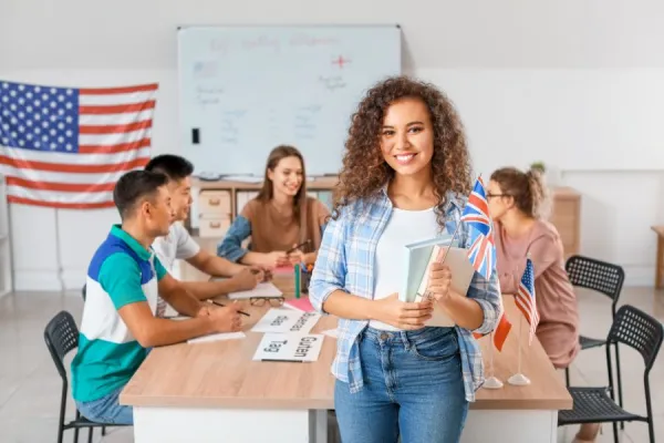2tudiants dans un cours de langue